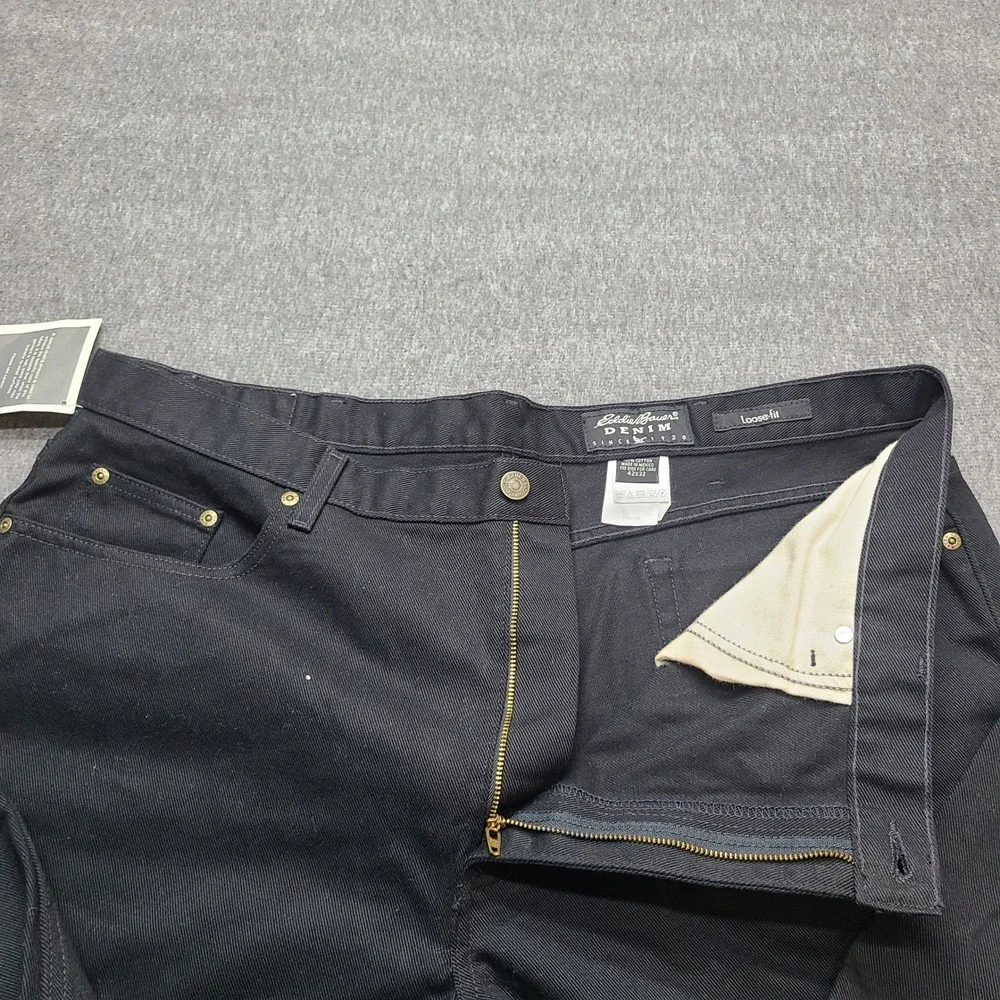 Eddie Bauer‎ Mens Loose Fit Black Denim Jeans Size 42x32 Cotton